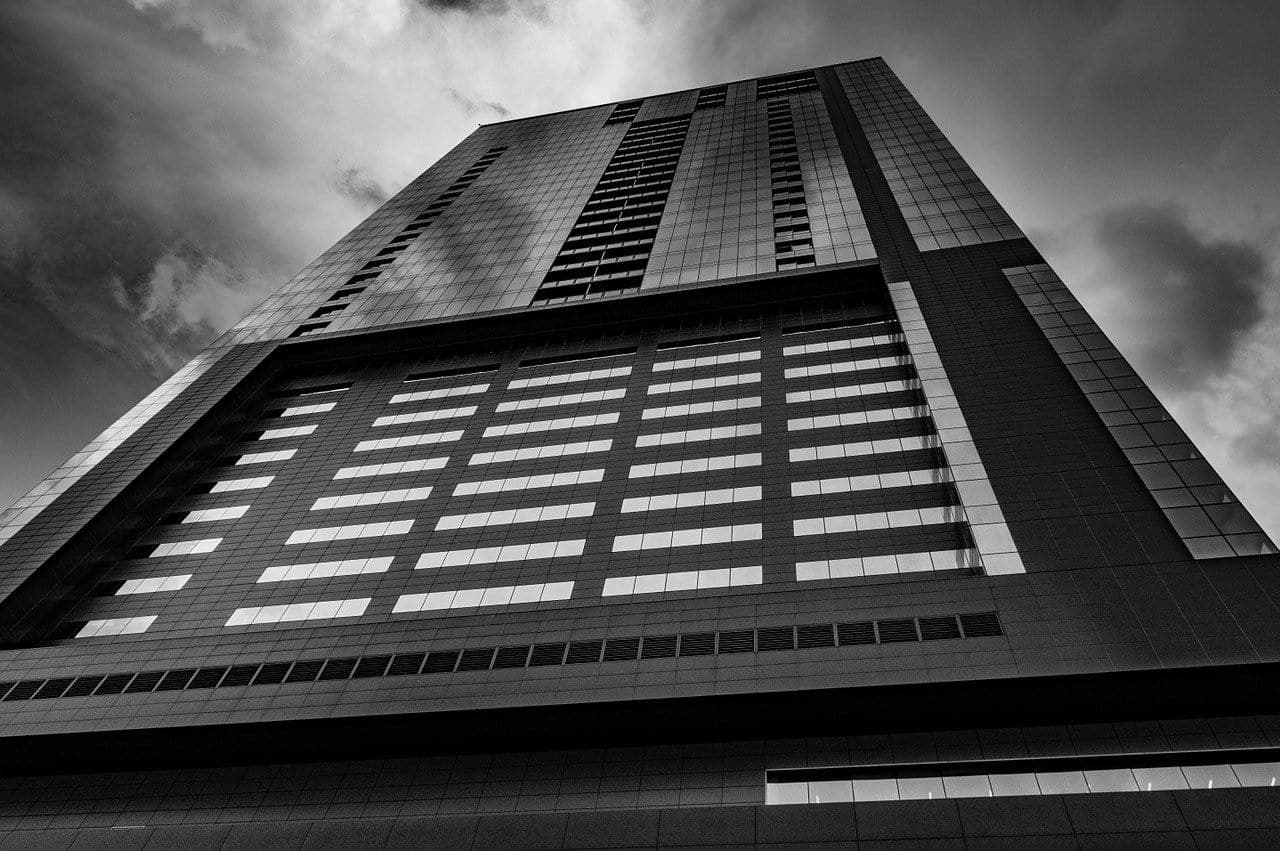 Office tower seen from below